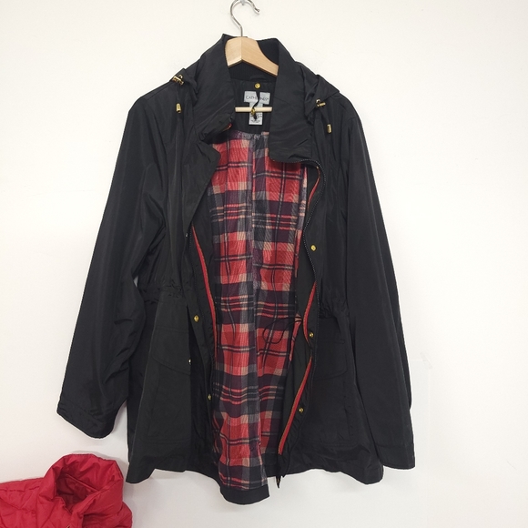 NWT Catherines 3-in-1 Parka Anorak Jacket, black red size 0X - Picture 5 of 14